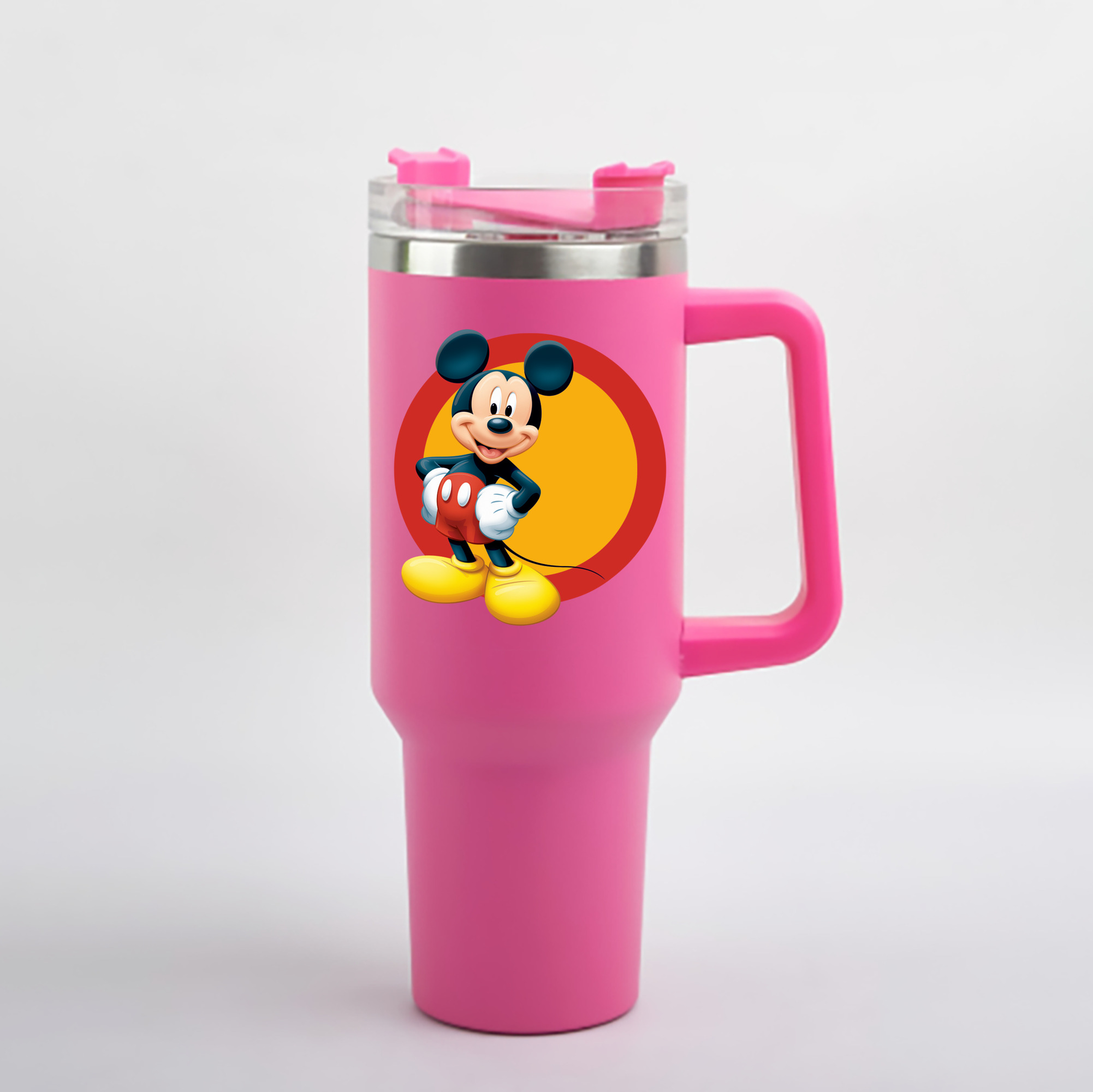 （画像用） ミッキーマウス Mickey Mouse 1200mL車用タンブラー - クリスタルステッカー（プラスチックストロー付き）